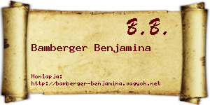 Bamberger Benjamina névjegykártya